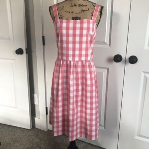J. CREW Gingham pink and white Midi Dress Size M